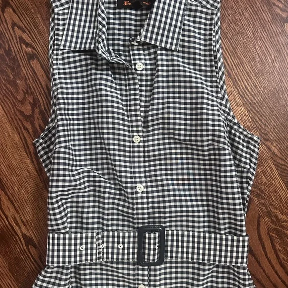 Ben Sherman navy white gingham belted shirt dress size small - Picture 3 of 8